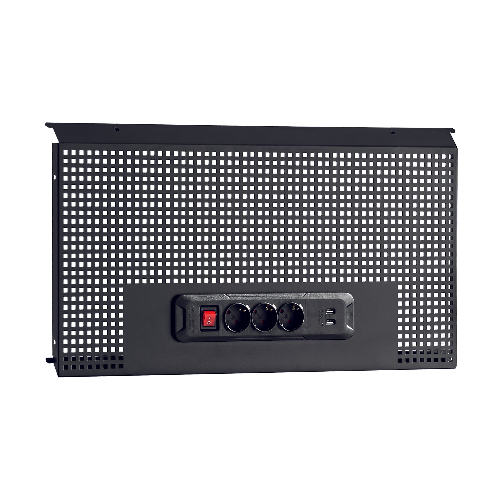 516 SA6T | Panneau porte-outils perforé avec 3 prises SCHUKO et 2 ports USB - Usag - U05160256 516 SA6T | Panneau porte-outils perforé avec 3 prises SCHUKO et 2 ports USB - Usag - U05160256